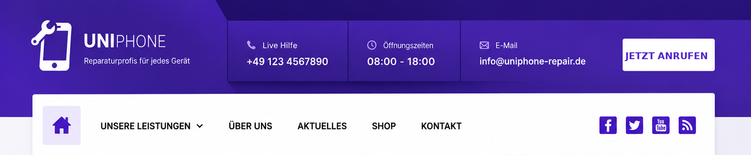UniPhone Hannover Header Menü